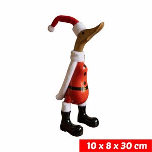 Figurine de canard en bois sculptée à la main avec chapeau et bottes, 10x8x30 cm, décoration pour la maison - Product Image 4