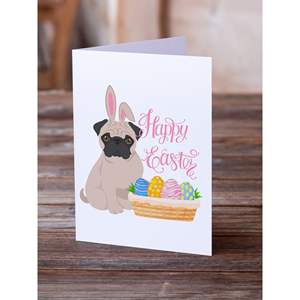 Whimsical Fawn Pug Easter Tarjetas de felicitación Paquete de 8 tarjetas de nota en blanco con sobres A7 Tamaño 5x7 - Product Image 2