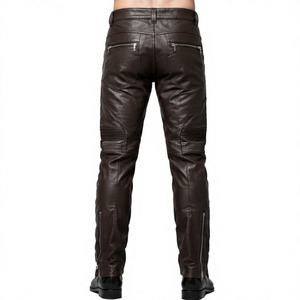 Unique Design Eco-Friendly Waterproof Lightweight Casual Winter <b>Men's</b> <b>Leather</b> <b>Pants</b> Button Fly Mid Waist Customized Printing - Product Image 4