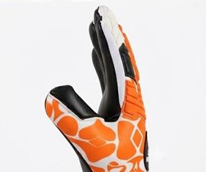 White And Orange Football Goalkeeper Gloves With Black Wrist <b>Strap</b> Pu Leather Non Slip Finger Protection Unisex - Product Image 2