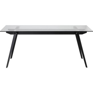 Premium Modern <b>Clear</b> Tempered Glass Dining <b>Table</b> 1800mm Waterproof Durable Matte Black Metal Legs Minimalist 6-Seater Rectangle - Product Image 2