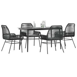 Dark Grey Garden Dining Set 4 Seater Metal <b>Frame</b> Rattan Contemporary Outdoor Furniture Weather Resistant - Product Image 1