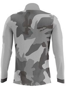 Veste d'entraînement pour homme à col montant coupe-vent à séchage rapide en polyester/coton extensible avec fermeture éclair quart et patchwork camouflage - Product Image 4