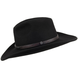 Chapeau de cowboy en laine noire unisexe à large bord, décontracté, pour l'extérieur, toutes saisons, taille adulte - Product Image 1