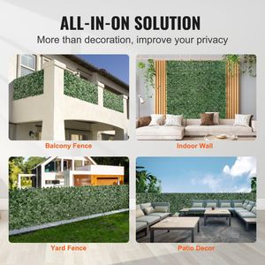 Ivy Privacy Fence 96 X 72 Green Wall <b>Screen</b> Strengthened Joint Faux Hedges Vine Leaf <b>Decoration</b> for Outdoor Garden Yard Balcony - Product Image 6