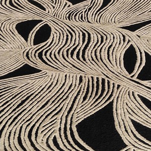 Abstract Black White Wool Viscose Irregular Area Rug Modern Line Art Organic Shape Living Room Bedroom Designer Carpet Decor - Product Image 6