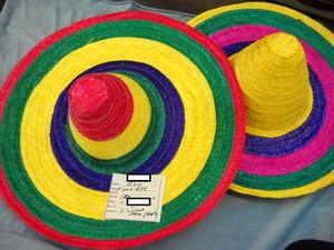 Sombrero Mexicano de Paja Natural Hecho a Mano, Rayado en Amarillo, Rosa, Azul y Morado, para Fiestas en la Playa, Unisex para Adultos - Product Image 6