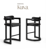 Chaise de bar rembourrée en cuir PU noir, accoudoirs fixes, design moderne, structure en bois, base en métal, pour usage commercial, restaurant, bar