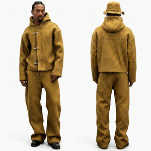 Survêtement à capuche pour homme, coupe ample, couleur unie, avec poches latérales, épais, idéal pour l'hiver - Product Image 5