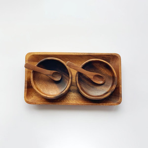 Kitchen supplies combo <b>seasoning</b> container wooden sauce dish & tray square wood spice dishes - Product Image 5