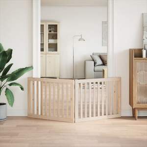 Ensemble de 2 portails et enclos pour animaux de compagnie en bois de peuplier massif naturel - Product Image 3