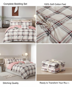 Drap plat et drap-housse modernes et confortables en microfibre de polyester pour lit King Size, avec 2 taies d'oreiller - Résistant à la décoloration et aux plis, toutes saisons - Product Image 2