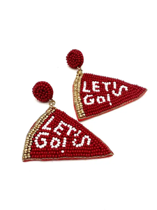 Pendientes colgantes rojos con cuentas y texto 'Let's Go', de aleación chapada en oro, joyería de fiesta para mujer, pendientes llamativos de moda - Product Image 1