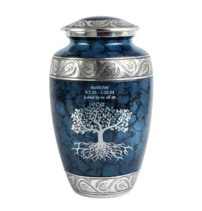Urna Funeraria Plateada Árbol de la Vida para Cenizas de Adultos, Urna Conmemorativa Grande de Aluminio para Cenizas Humanas con Tapa y Bolsa de Terciopelo Gratis - Product Image 5