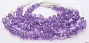 Perles d'améthyste violette naturelle facettées en forme de goutte d'eau 5x7-6x8 MM, perles de pierres précieuses d'améthyste, 8 pouces, améthyste violette facettée - Product Image 4