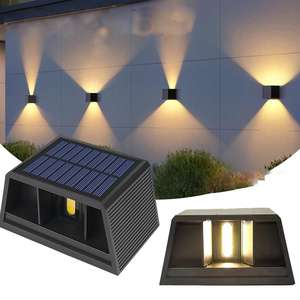 Lampes solaires murales lumineuses, étanches, alimentées par l'énergie solaire, pour la sécurité extérieure, patio, jardin, allée, marches - Product Image 1