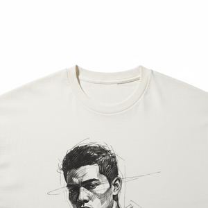 Camiseta de Manga Corta con Cuello Redondo para Hombre, con Estampado de Retrato, Corte Regular, Estilo Casual, 100% Algodón Jersey - Product Image 3