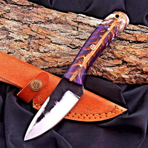 Couteau de chasse EDC à lame fixe en acier 12c27 personnalisé, manche en forme de cône de pin, étui en cuir, fabrication OEM, lame pleine longueur - Product Image 1