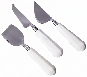 <b>Cheese</b> <b>Knife</b> <b>Set</b> With Stainless Steel Blades And White Plastic Handles Durable <b>Cheese</b> Tools For Restaurant Use And Hotel Use - Product Image 1