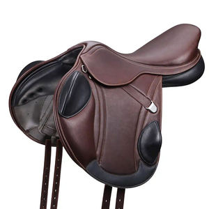 Selle de dressage monoflap en cuir italien Horsekraft HK-SD30 de haute qualité, rembourrée, avec arceau en plastique et ferrures en laiton - Product Image 1