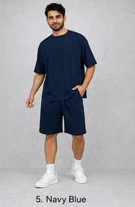 Conjunto de Camiseta y Pantalones Cortos de Algodón 100% Negro para Hombre, Transpirable, Tejido, Verano, Casual, Dos Piezas, ODM, Logotipo Personalizado - Product Image 3