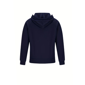 Sudadera Unisex Azul Marino con Capucha y Cremallera, de Forro Polar de Poliéster/Algodón, con Bolsillos Delanteros, Ajuste Regular, Casual, Servicio OEM, Lavado, Color Sólido - Product Image 2