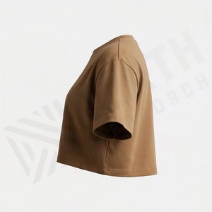 เสื้อยืดครอปท็อปผ้าฝ้ายสีพื้นสำหรับผู้หญิง สวมใส่สบายๆ เหมาะสำหรับออกกำลังกาย โยคะ แฟชั่นลำลอง แขนสั้น ทรงโอเวอร์ไซส์ สำหรับฤดูร้อน - Product Image 3