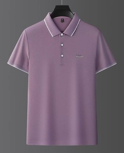 Nouveau Polo d'été décontracté pour homme en coton à manches courtes, motif uni, col rabattu, brodé, en tissu tricoté - Product Image 4