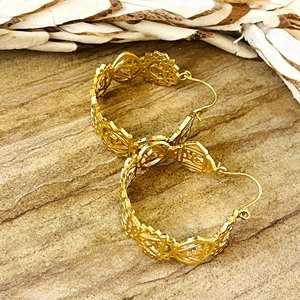 Nouvelle Arrivée Boucles d'Oreilles Créoles Sept Chakras Bijoux Bohèmes en Laiton pour Femme Plaqué Or 18 carats Design Géométrique Vente en Gros/OEM/ODM - Product Image 3