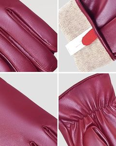Guantes de Cuero para Mujer, Guantes con Forro de Cachemira para Escribir Mensajes en el Móvil, Guantes de Piel de Oveja Suave de Primera Calidad - Product Image 5