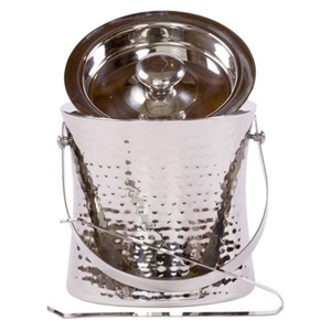 Seau à glace isotherme haut de gamme en acier inoxydable martelé à double paroi avec couvercle et pelle, refroidisseur de vin et de champagne pour fêtes - Product Image 4