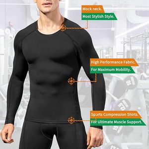 Chemise de performance à manches longues pour homme, compression, séchage rapide, écologique, coupe ajustée, spandex/polyester, sous-vêtement de sport - Product Image 5