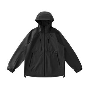 Outdoor Coated Soft Shell <b>Canvas</b> Windbreaker <b>Jacket</b> Zipper Closure Rainproof Breathable Stand <b>Men</b> Waterproof 10000mm Front Logo - Product Image 4