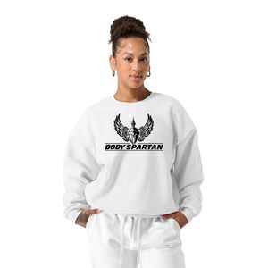 Sweat-shirt blanc à col rond pour femme, manches longues, en molleton, décontracté, pour la gym, l'entraînement, vêtements de sport, doux, confortable, pour tous les jours - Product Image 1
