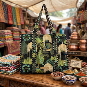 Sac fourre-tout matelassé en coton indien imprimé à la main motif paon floral, sac de plage et de week-end pour femme, fabricant de Jaipur - Product Image 2