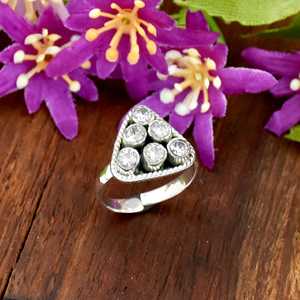 Beautiful Triangle Shape <b>Cubic</b> <b>Zirconia</b> White Gemstone <b>Ring</b> Handmade 925 Sterling <b>Silver</b> Bohemian <b>Ring</b> Jewelry Gift for Her - Product Image 5