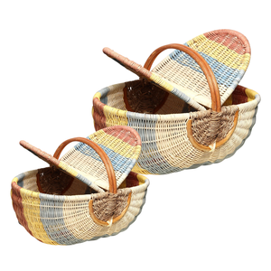 Panier de pique-nique en rotin naturel personnalisable, panier de récolte, rangement alimentaire, courses, durable, léger, naturel - Product Image 1