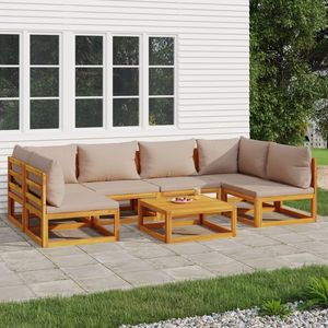 Conjunto de Muebles de Jardín Grandes en Color Taupe, 100% Poliéster, Madera de Acacia Sólida, 100% Poliéster, 100% Poliéster - Product Image 1
