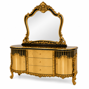 Deluxe Hand-Carved Ornate Wooden Furniture for Bedroom Wholesale Luxury Solid Wood King <b>Size</b> <b>Bed</b> Classic Golden Villa Furniture - Product Image 4