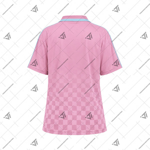 เสื้อโปโลฟุตบอลแบบสปอร์ตคอวีลายตารางหมากรุกสำหรับผู้หญิง ผลิตโดยบริษัทกรีกแจ็คแอนด์จิล ออฟ อเมริกา อิงค์ ขายส่ง - Product Image 3