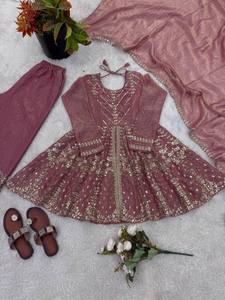 Designer Peplum <b>Kurta</b> Sharara Set with Dupatta | Heavy Embroidery Ethnic Wear Suit for Women | Festive Wedding Party Outfit - Product Image 6