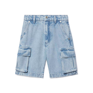 <b>Men's</b> Denim Bermuda <b>Shorts</b> With Embroidered Floral Fish Shell <b>Patches</b> Mid Waist Button Fly Casual Summer Wear - Product Image 4