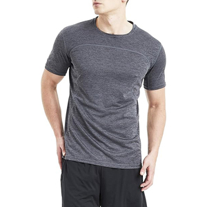 Men's Short Sleeve O-Neck T-<b>Shirt</b> Solid Color Knitted Quick Dry Sporty Fit Regular Length 100% Polyester - Product Image 1