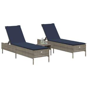 Chaise longue de patio réglable en rotin PE gris avec accoudoirs standard - Product Image 3