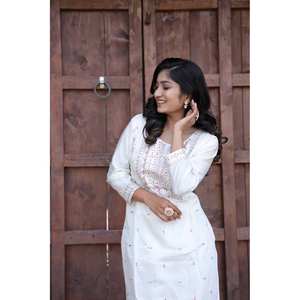 Salwar Kameez de Algodón para Fiesta, Talla XL, Parte Superior e Inferior con Bordado de Lentejuelas - Product Image 4