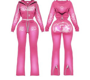 Conjunto Deportivo de Camuflaje para Mujer, Sudadera con Capucha y Cremallera Completa, Pantalones Deportivos, Ropa Urbana con Logotipo Personalizado - Product Image 5