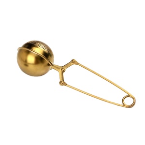 Premium gold finish <b>tea</b> <b>infuser</b> ball tong style reusable loose leaf <b>tea</b> strainer luxury mesh <b>tea</b> filter elegant <b>tea</b> brewing tool - Product Image 1