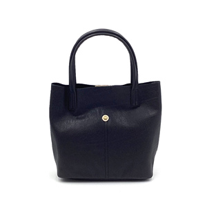 Bolso de Mano Tipo Cubo Pequeño de Cuero Genuino Verde, Bolso Tote para Mujer con Cierre de Botón, Origen Japón, para Compras Diarias y Viajes - Product Image 3