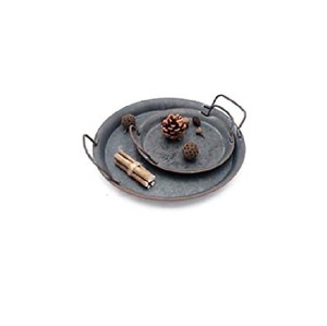 Wholesale Vintage Galvanized Metal <b>Nesting</b> Serving Trays With Trim Handles Set Of 3 Home Decor Storage Organizer - Product Image 5