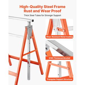 Set di 2 Cavalletti da Lavoro Pieghevoli Resistenti, Capacità di Carico 440 Libbre, Altezza Regolabile, per Progetti Artigianali e Fai-da-Te - Product Image 6